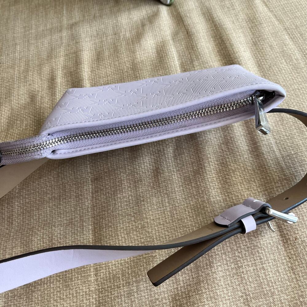 Michael Kors Logo Pattern Lilac Lavender Purple 8x5" Leather Belt Bag | Size S/M - Picture 7 of 11